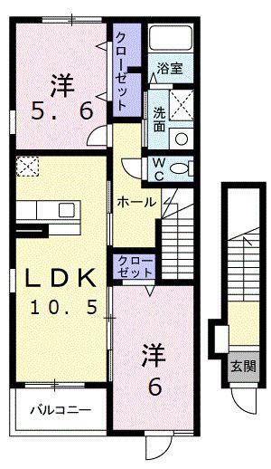 メゾン ルミネージュ(2LDK/2階)の間取り写真