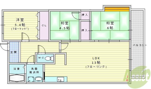 エミネンス辻本Ⅱ(3LDK/5階)の間取り写真
