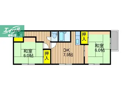 コーポグリーン(2DK/2階)の間取り写真