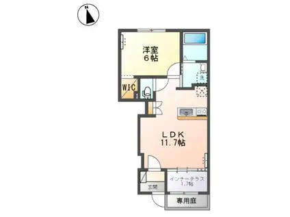 亀川アパート(1LDK/1階)の間取り写真