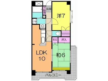 フォーレストンビル(2LDK/6階)の間取り写真