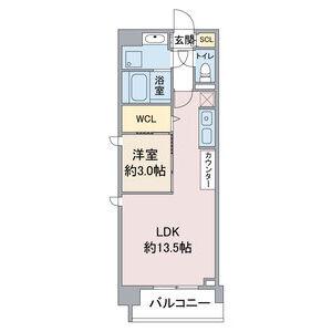 RAXA覚王山(1LDK/6階)の間取り写真