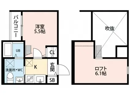 RIDEII(1K/1階)の間取り写真