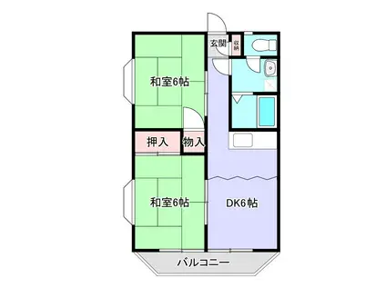 ホワイトメゾン(2DK/2階)の間取り写真