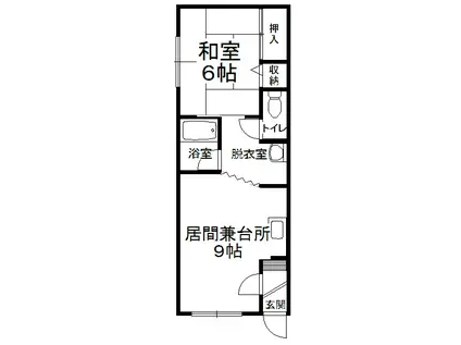 ウエスト611(1DK/2階)の間取り写真