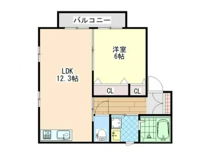 パーシモンU (1LDK/2階)の間取り写真