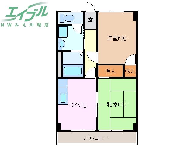 ライラック正和台B棟(2DK/1階)の間取り写真