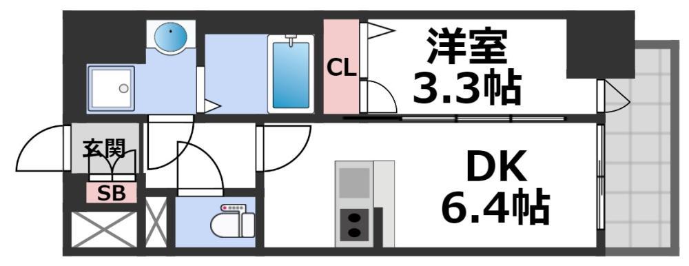 JMFレジデンス都島(1DK/2階)の間取り写真