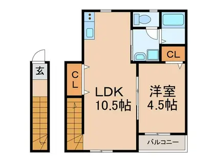 TJ海南岡田(1LDK/2階)の間取り写真