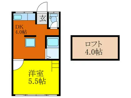 チョコブラック(1DK/2階)の間取り写真