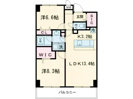 ホーリーフォート南平岸(2LDK/9階)の間取り写真