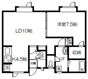ドムス25(1LDK/2階)の間取り写真