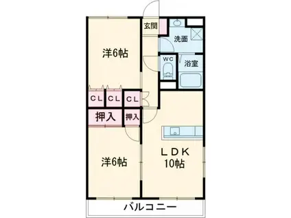 エスポワールM(2LDK/1階)の間取り写真