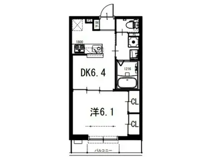 ハルナス(1DK/1階)の間取り写真