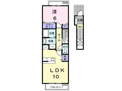 ラフレシール(1LDK/2階)の間取り写真