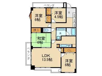 サンメゾン香里成田西町(4LDK/2階)の間取り写真