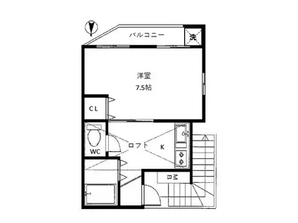 ハイツ星(1K/3階)の間取り写真