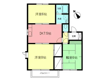 サミットハイムB(3DK/2階)の間取り写真