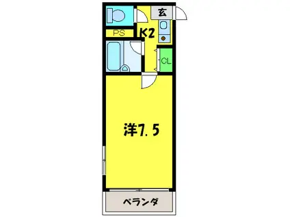 YAMAUCHI第二ビル(1K/3階)の間取り写真