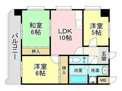 ニューエバーグリーン小倉(3LDK/7階)の間取り写真