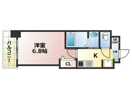 LUXE深江橋II(1K/6階)の間取り写真