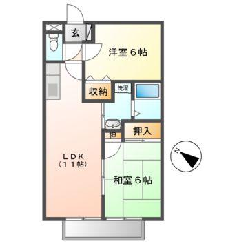 メゾンクレール(2LDK/1階)の間取り写真
