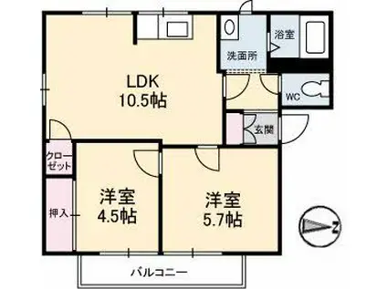 エステートパールII(2LDK/2階)の間取り写真