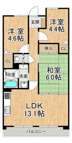 アプリーレ垂水(3LDK/5階)の間取り写真