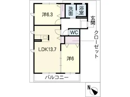 たじまV(2LDK/1階)の間取り写真