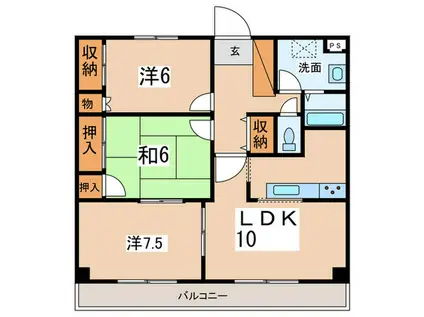 パレス相武台前(3LDK/1階)の間取り写真