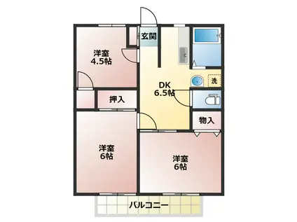 ウイングコート(3DK/2階)の間取り写真