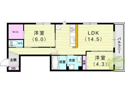 MAISON DE LE CIEL(2LDK/3階)の間取り写真
