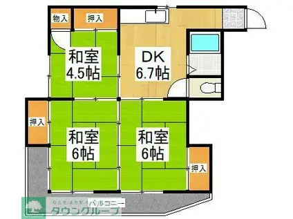 山口コーポ(3DK/2階)の間取り写真