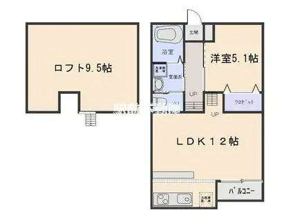 パサージュ ク レイナス(1LDK/2階)の間取り写真