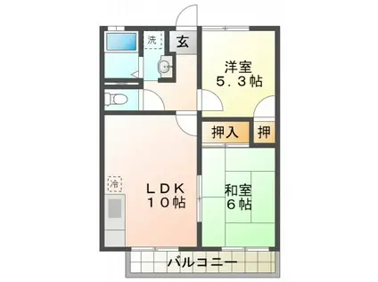 シャルム1番館(2LDK/2階)の間取り写真