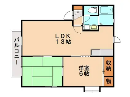 ノーブル横峰B棟(2LDK/1階)の間取り写真