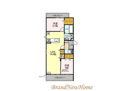 パサログランデ浜寺諏訪森II(2LDK/1階)の間取り写真