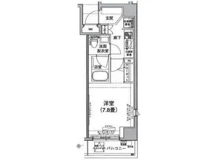 アイル東京深川(1K/6階)の間取り写真