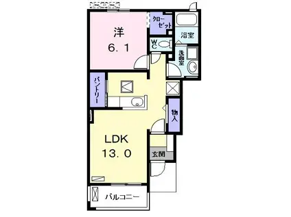 ラヴァーズ E(1LDK/1階)の間取り写真