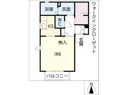 レジデンス茶屋が坂B棟(1K/1階)の間取り写真