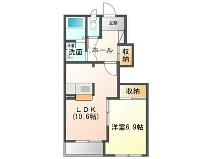 ディアコート美田園I(1LDK/1階)の間取り写真