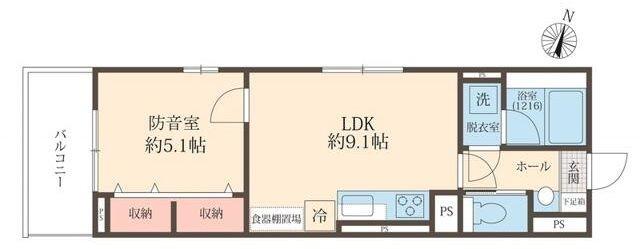 LIBERTE井草(1LDK/4階)の間取り写真