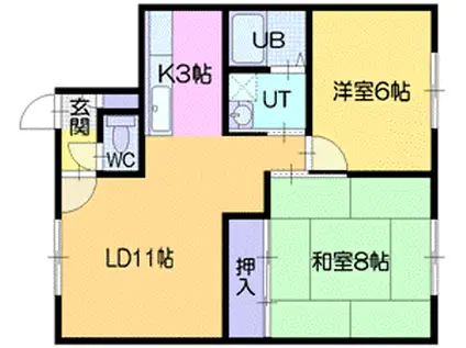 白樺マンション(2LDK/3階)の間取り写真