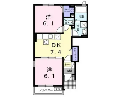 シャン・ド・フルールXVII 17(2DK/1階)の間取り写真