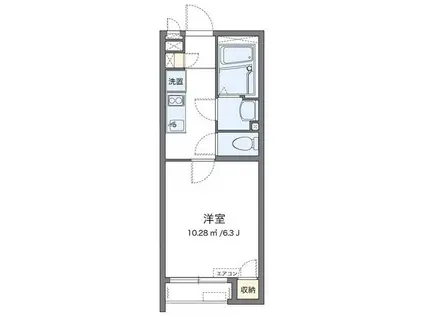 クレイノオカムラハイツ6(1K/2階)の間取り写真