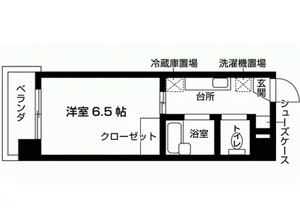 ミア カーサ(ワンルーム/2階)の間取り写真