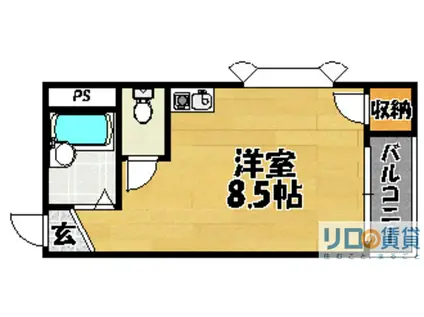 オークヒルズ(ワンルーム/2階)の間取り写真