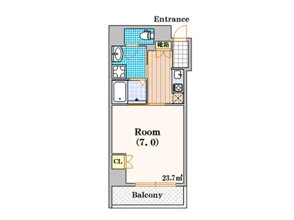 エル難波ウエスト(1K/9階)の間取り写真