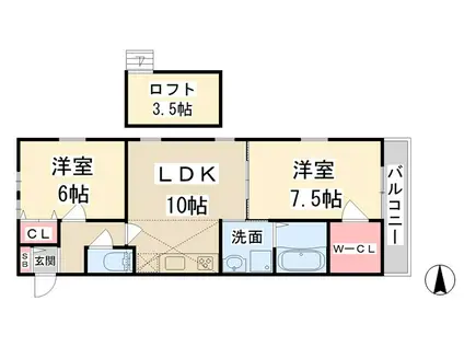 BLUEBELL RESIDENCEIII(2LDK/2階)の間取り写真