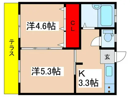 メゾン麻生(2K/1階)の間取り写真